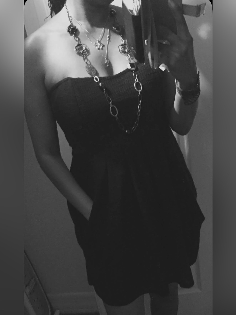 Free People Strapless Black Pocket Sundress